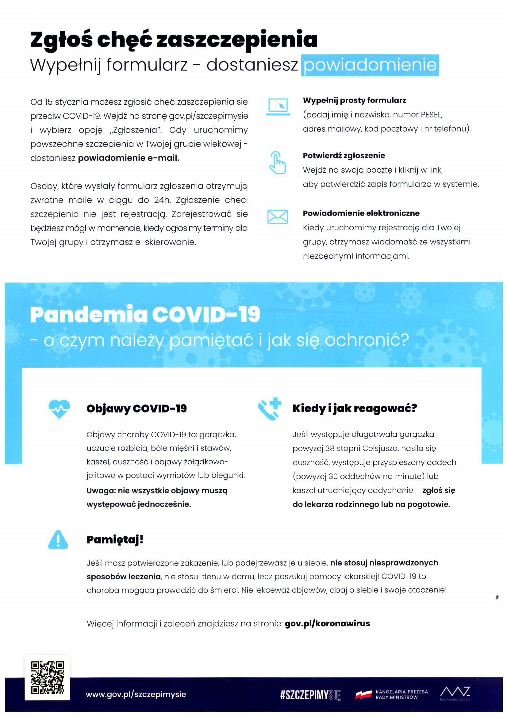 Strona 2 ulotki informacyjnej Zarejestruj się na szczepienie przeciko COVID-19