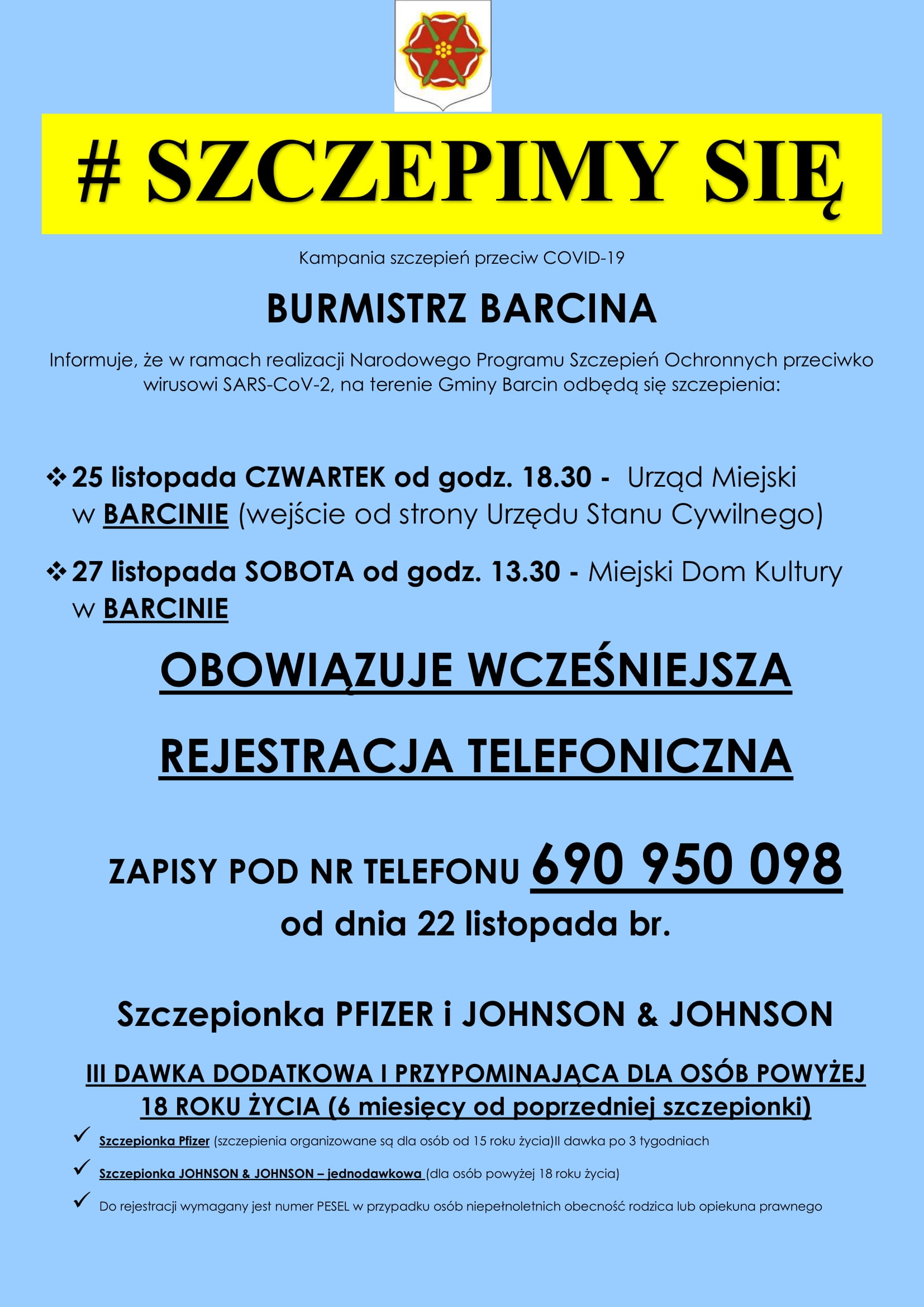 Plakat promujący szczepienia w Gminie Barcin