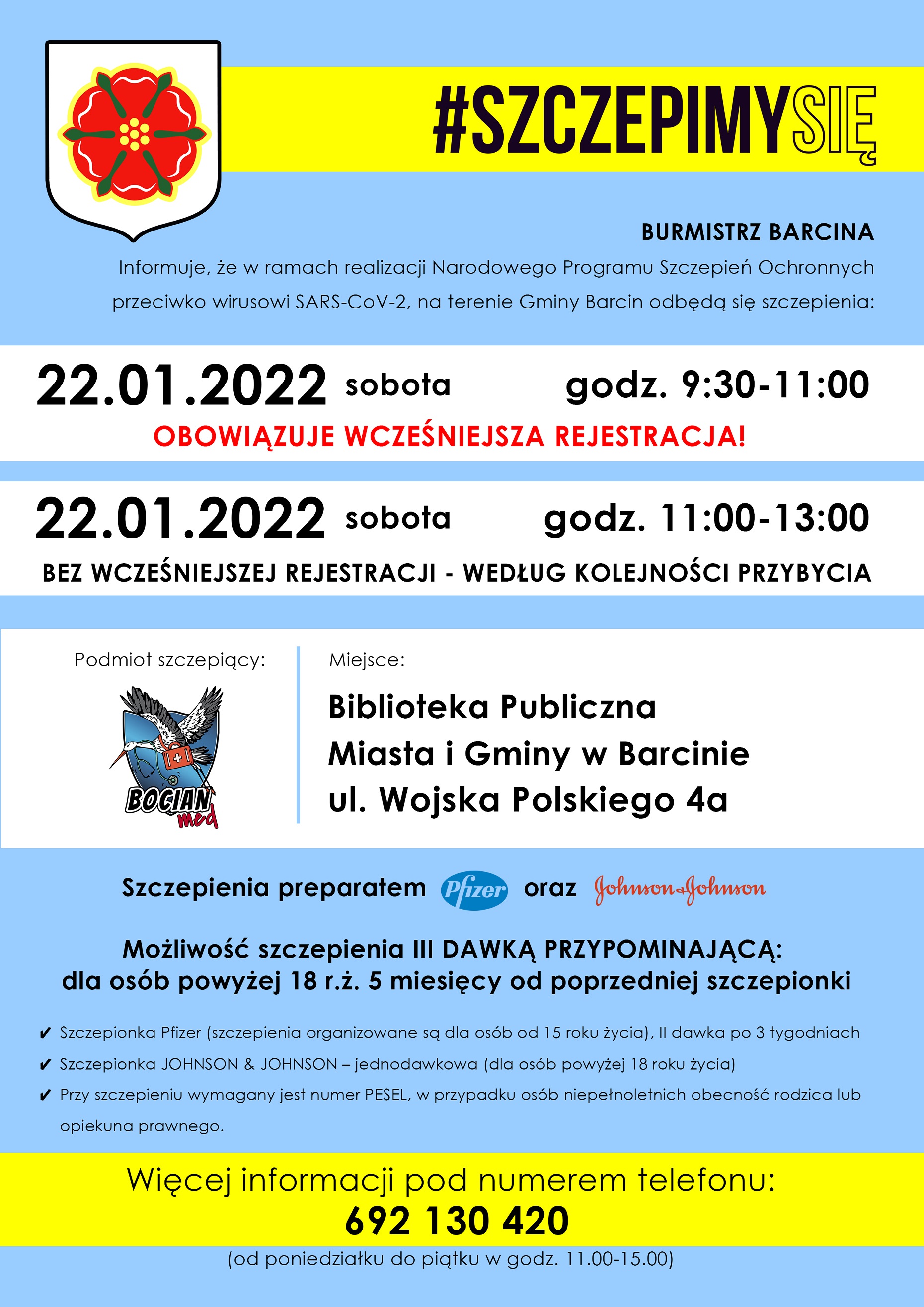 Plakat promujący szczepienia w Barcinie